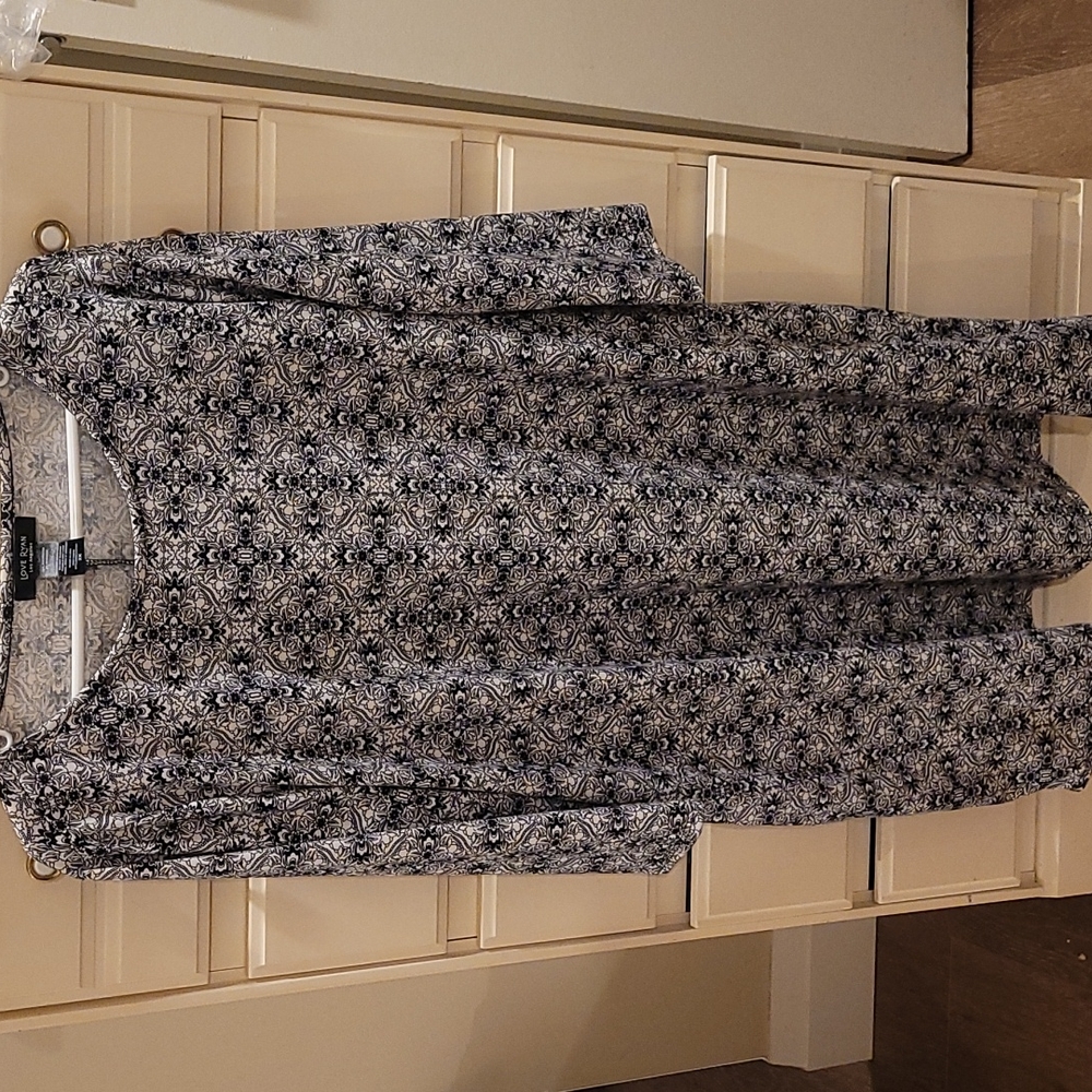 Love Ryan Long Tunic/ Dress 2X Black and White